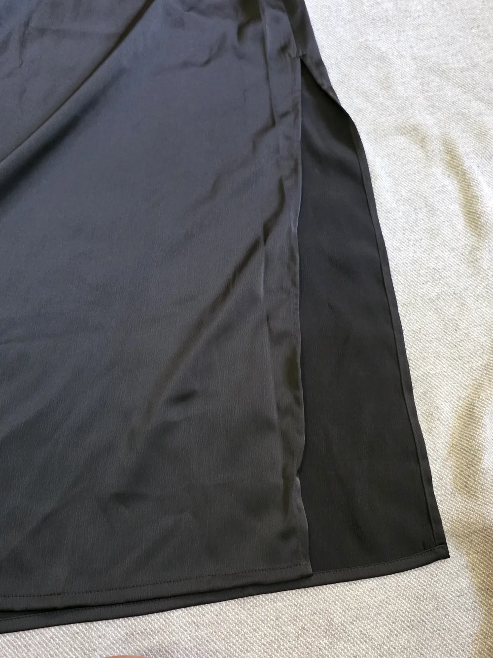 House of Harlow 1960 Black Satin Maxi Skirt with Side Slit